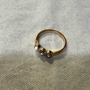 Elegant Gold Tone Ring with Crystal Accents